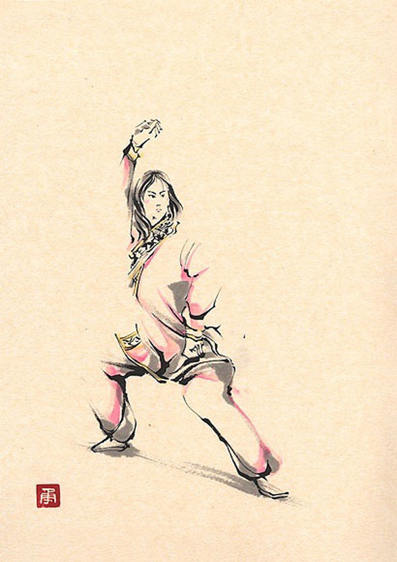 日本勝亦勇水墨功夫中華武術插畫(五)