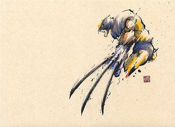 日本勝亦勇水墨功夫中華武術插畫(五)