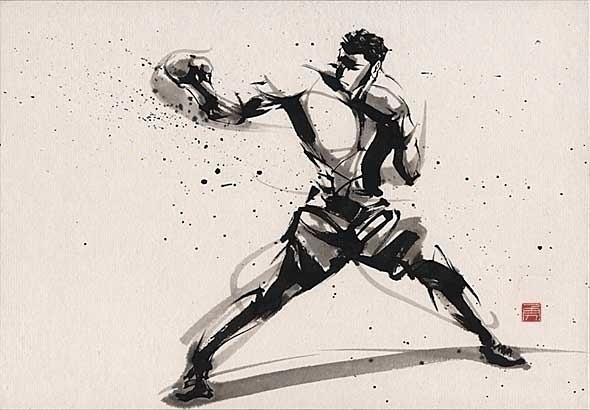 日本勝亦勇水墨功夫中華武術插畫(五)