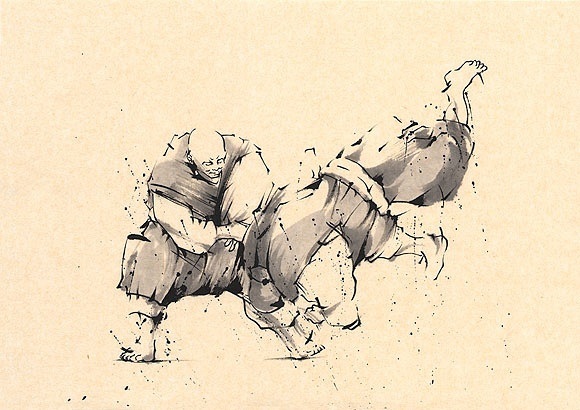日本勝亦勇水墨功夫中華武術插畫(八)