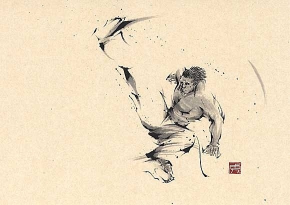 日本勝亦勇水墨功夫中華武術插畫(八)