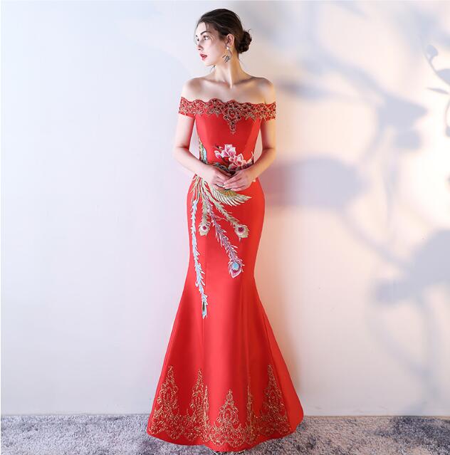 家佳樂文學(xué)刺繡綁帶中式婚禮禮服