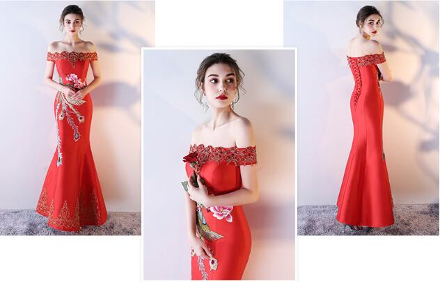 家佳樂文學(xué)刺繡綁帶中式婚禮禮服