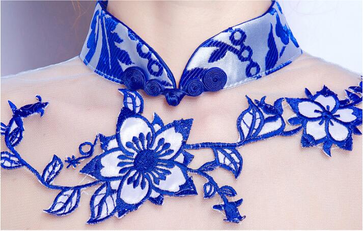 家佳樂文學青花瓷魚尾旗袍中式禮服