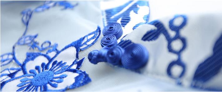 家佳樂文學青花瓷魚尾旗袍中式禮服