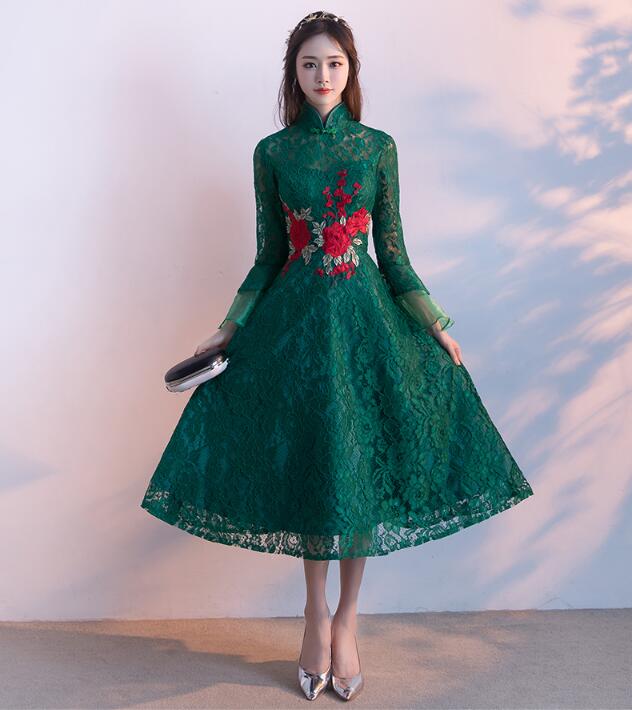 家佳樂文學(xué)盤扣蘇繡印花中式禮服