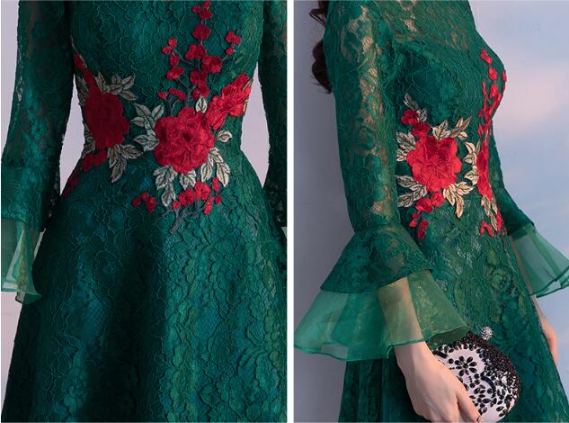 家佳樂文學(xué)盤扣蘇繡印花中式禮服