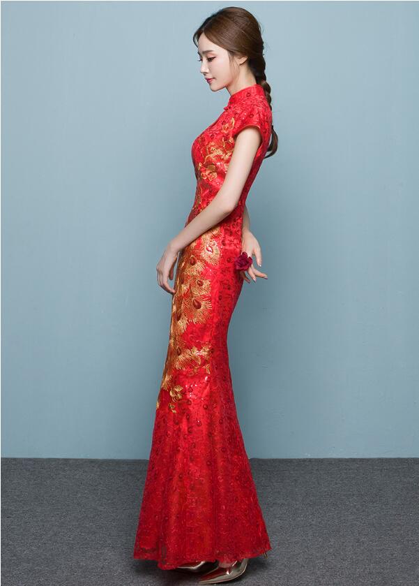 性感魚尾刺繡家佳樂文學(xué)嫁衣中式禮服