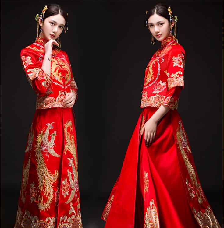 家佳樂(lè)文學(xué)刺繡龍鳳褂新娘中式禮服