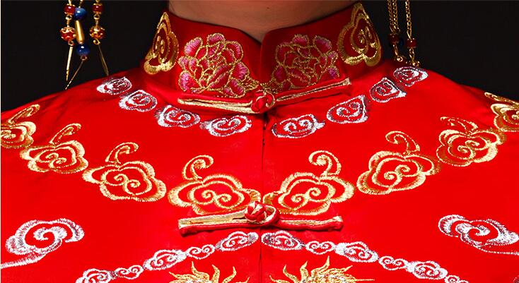 家佳樂(lè)文學(xué)刺繡龍鳳褂新娘中式禮服