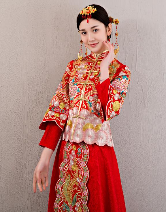 家佳樂文學(xué)龍鳳褂刺繡禮服中式婚禮禮服