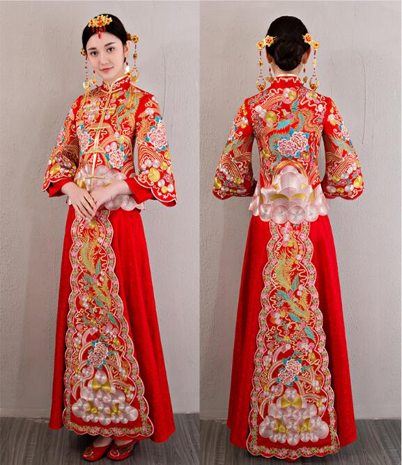 家佳樂文學(xué)龍鳳褂刺繡禮服中式婚禮禮服