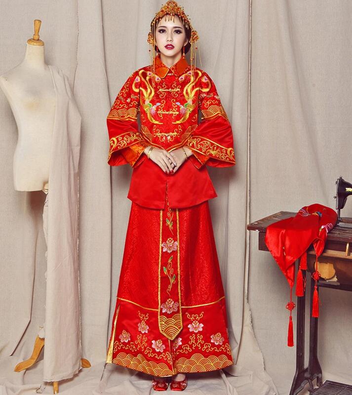 鳳凰于飛刺繡家佳樂文學(xué)嫁衣中式禮服