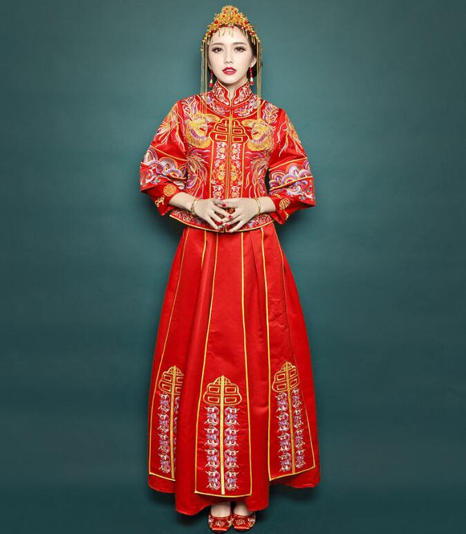 家佳樂文學(xué)秀禾服刺繡裙褂中式禮服