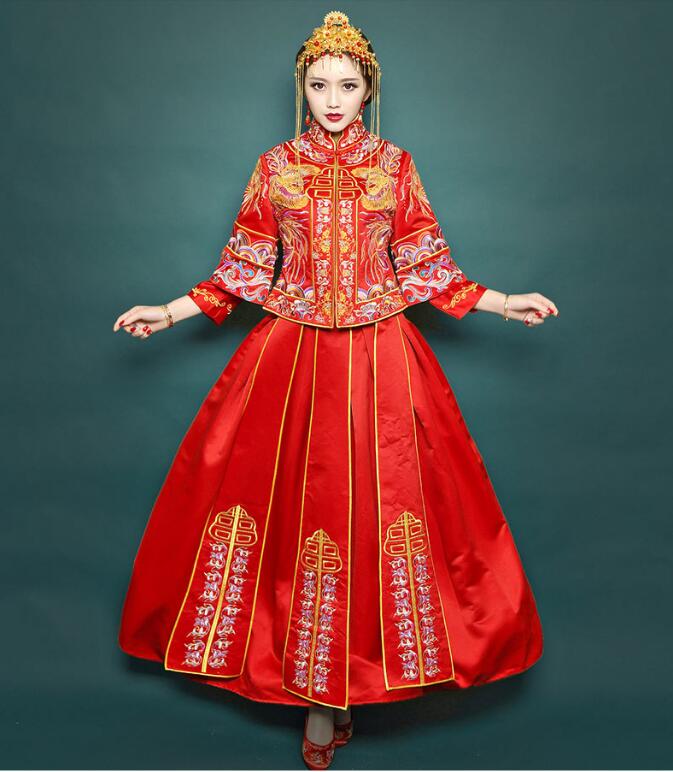 家佳樂文學(xué)秀禾服刺繡裙褂中式禮服