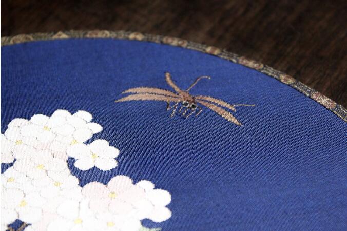 家佳樂文學(xué)藍底繡球花緙絲團扇