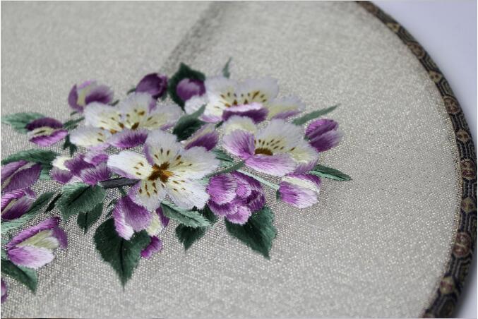 家佳樂(lè)文學(xué)雙面手繡海棠花團(tuán)扇