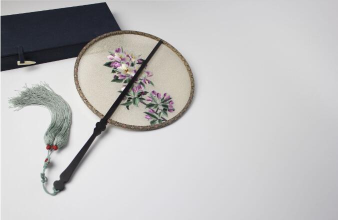 家佳樂(lè)文學(xué)雙面手繡海棠花團(tuán)扇