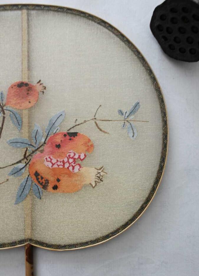 家佳樂文學(xué)湘妃竹柄緙絲宮扇