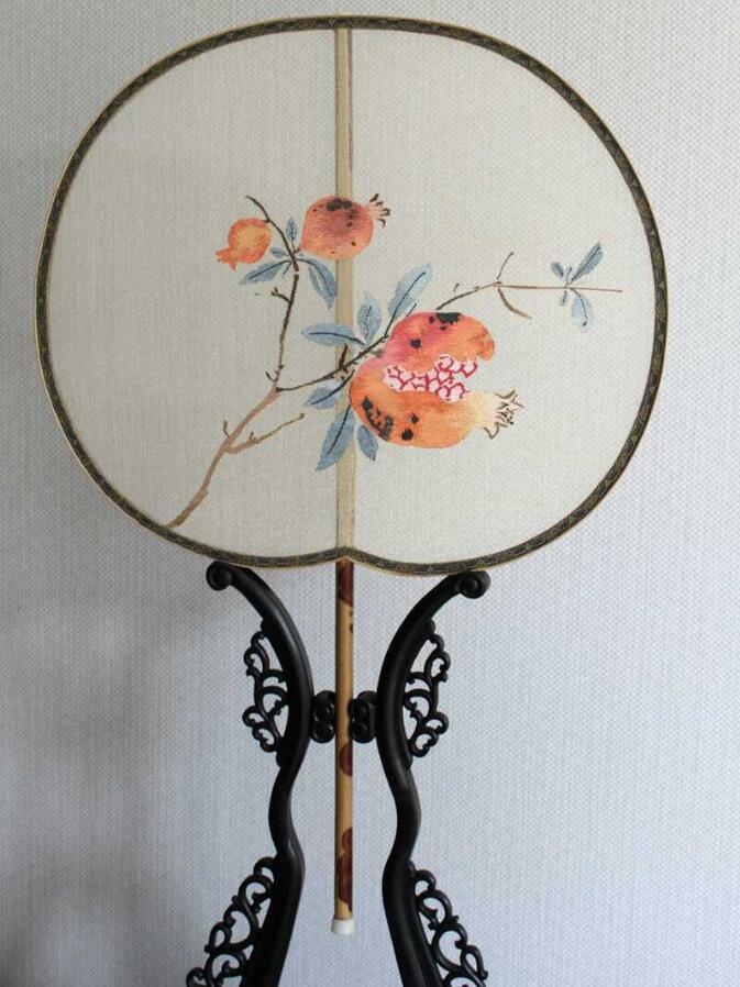 家佳樂文學(xué)湘妃竹柄緙絲宮扇