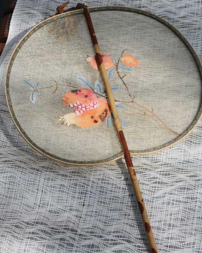 家佳樂文學(xué)湘妃竹柄緙絲宮扇