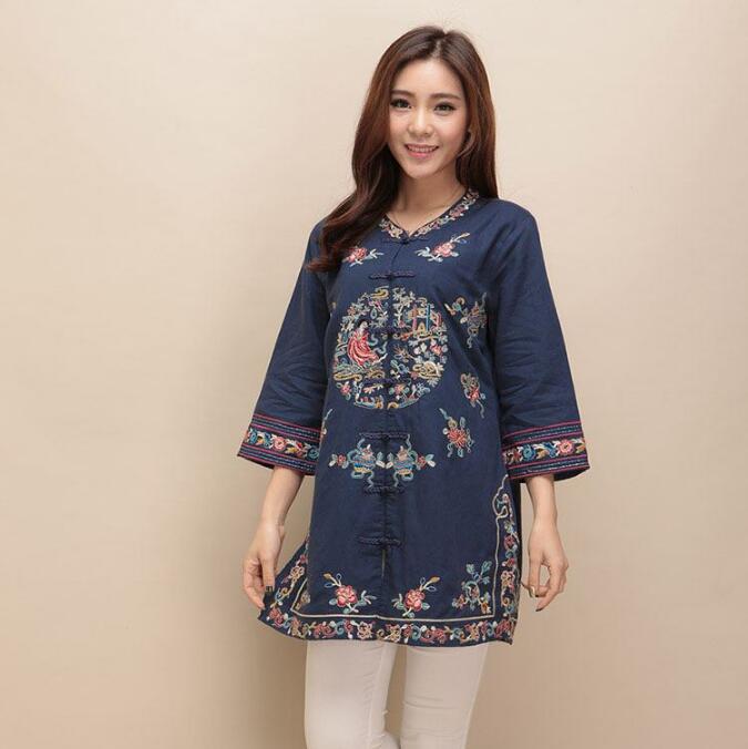 家佳樂(lè)文學(xué)棉麻刺繡女士唐裝