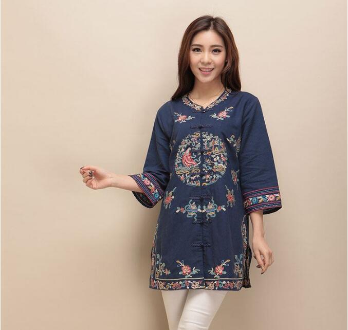 家佳樂(lè)文學(xué)棉麻刺繡女士唐裝