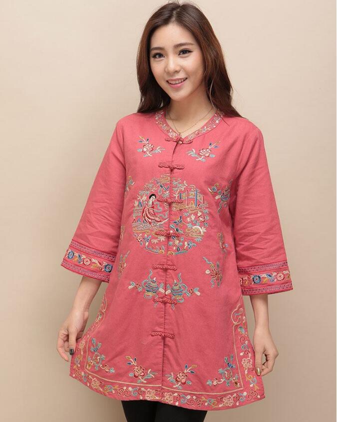 家佳樂(lè)文學(xué)棉麻刺繡女士唐裝