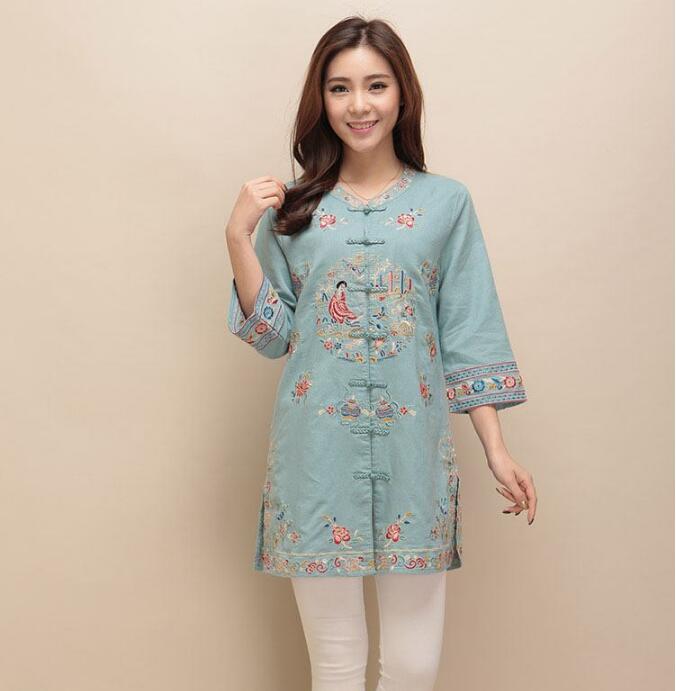 家佳樂(lè)文學(xué)棉麻刺繡女士唐裝