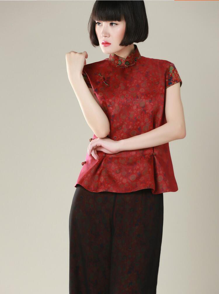 復古立領盤扣女士唐裝圖片