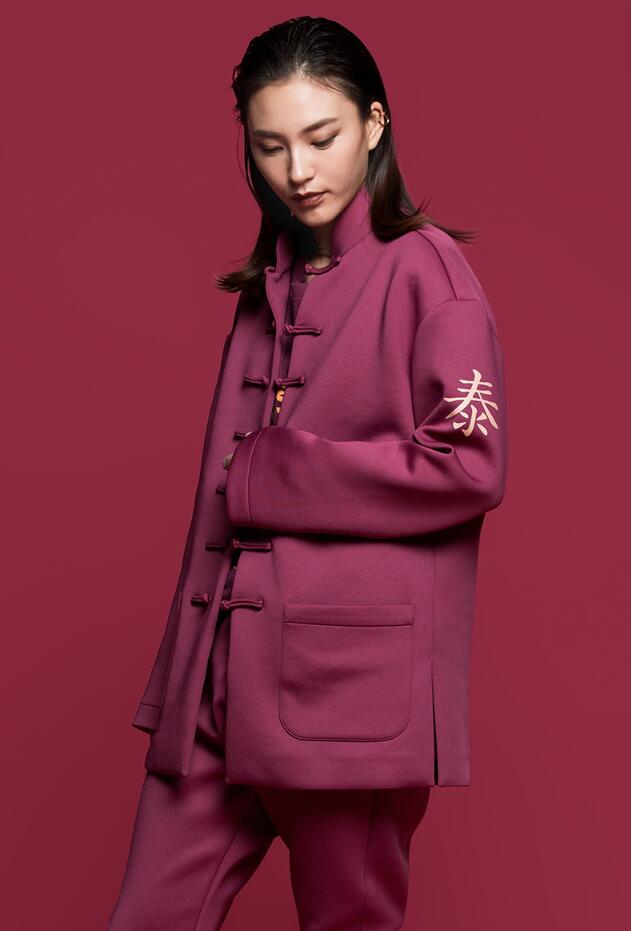 家佳樂(lè)文學(xué)泰卦印花女士唐裝