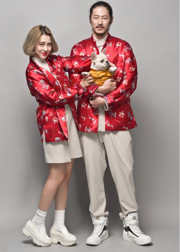 家佳樂文學麒麟印花盤扣唐裝圖片