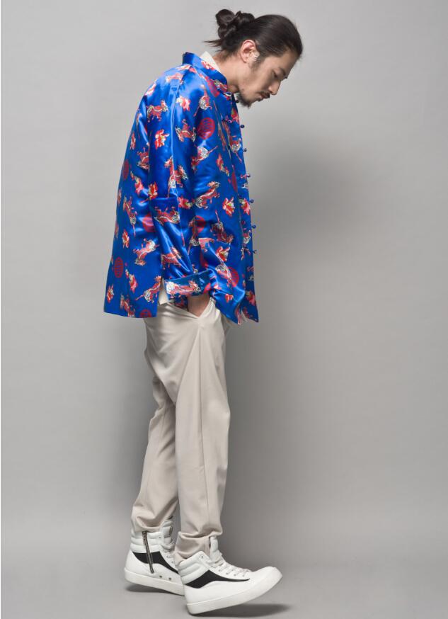 家佳樂文學麒麟印花盤扣唐裝圖片