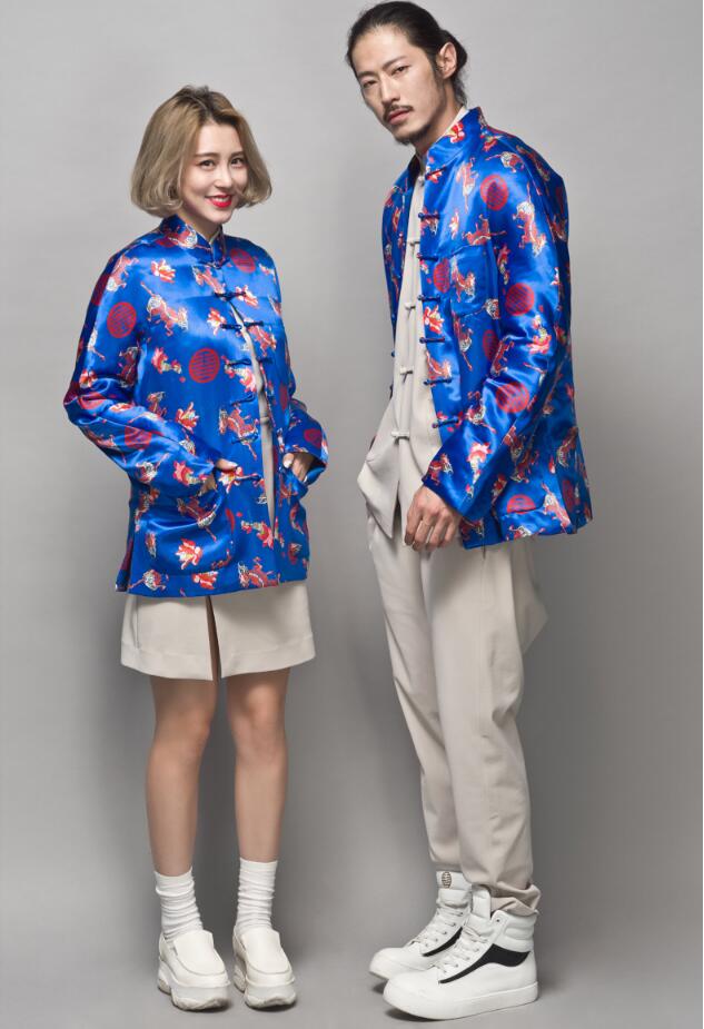 家佳樂文學麒麟印花盤扣唐裝圖片