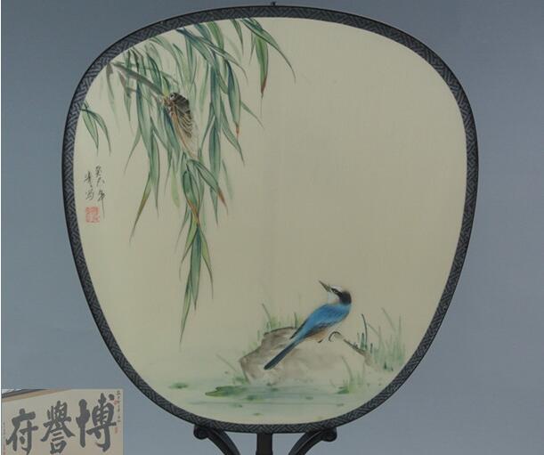 真絲雙面工筆手繪團(tuán)扇
