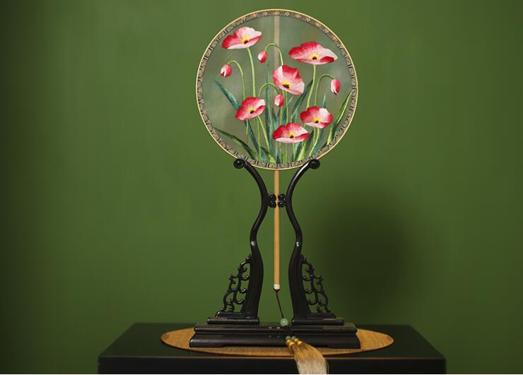 家佳樂(lè)文學(xué)手工刺繡真絲團(tuán)扇