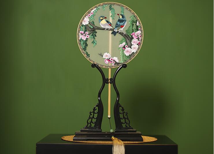 家佳樂(lè)文學(xué)手工刺繡真絲團(tuán)扇