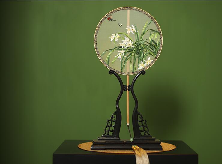 家佳樂(lè)文學(xué)刺繡真絲宮扇