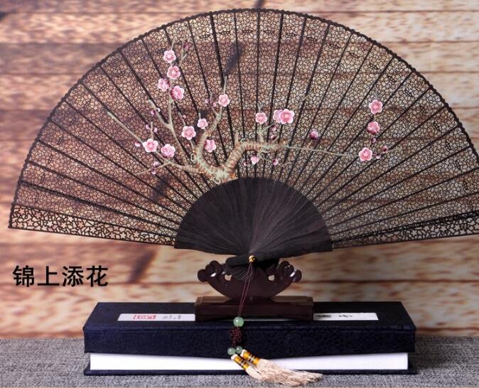 家佳樂文學(xué)烏木扇雕刻拉花折扇