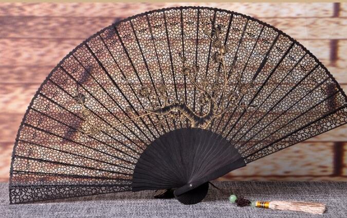 家佳樂文學(xué)烏木扇雕刻拉花折扇