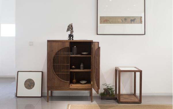 黑胡桃家具璞木禪意中式柜子。