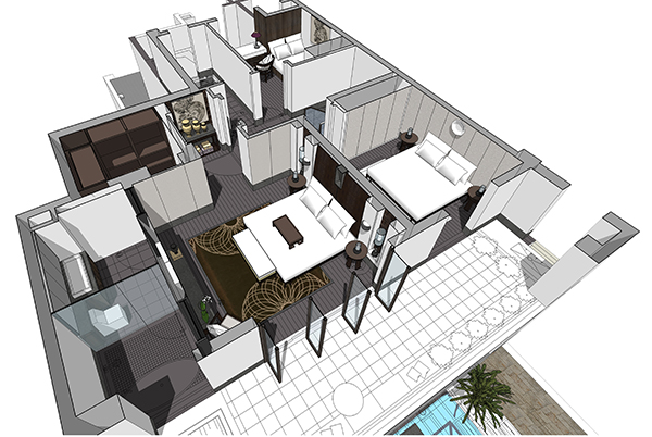 新中式會舍裝修設計樣板圖