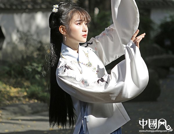 傳統(tǒng)漢服交領(lǐng)繡花襖裙