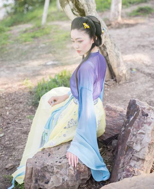 漢服廣袖對(duì)襟齊腰褶襦齊腰襦裙