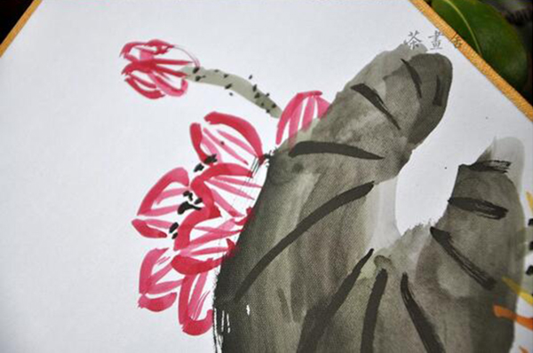 漢文化漢服配飾國(guó)畫(huà)荷花絹面團(tuán)扇