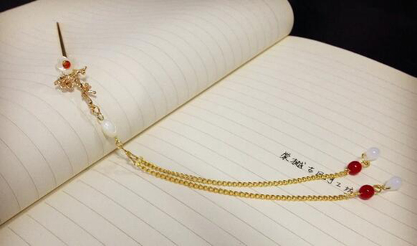 銅鍍金樹枝貝殼花古典家佳樂文學(xué)流蘇簡約簪