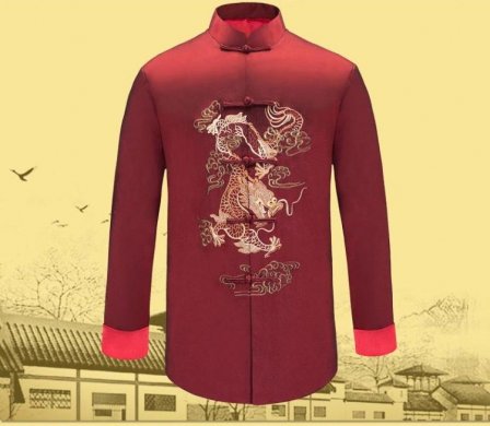 時尚家佳樂文學喜慶繡龍男士唐裝