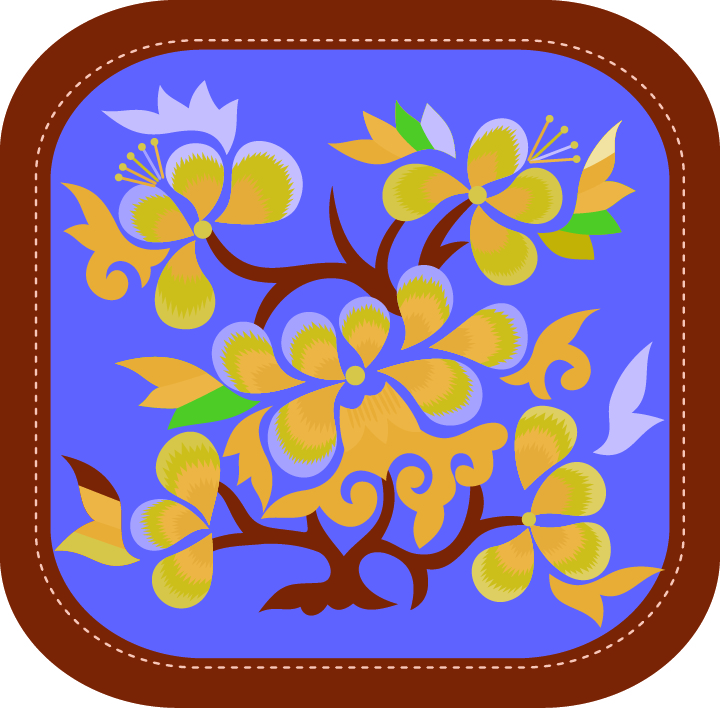 中國傳統(tǒng)刺繡圖案杜若花系列二，矢量素材