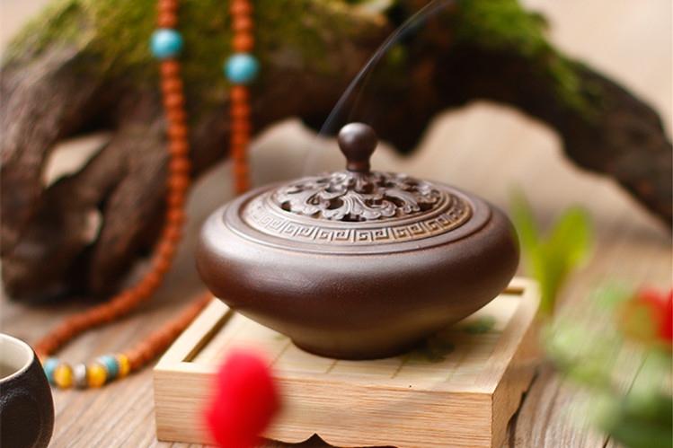 古典創(chuàng)意黑陶香薰?fàn)t，家用居室供佛仿古熏香爐