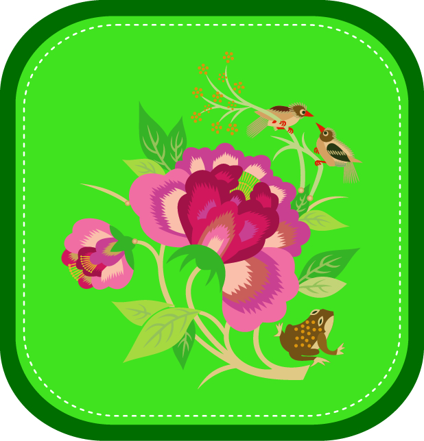 中國傳統(tǒng)刺繡圖案月季花卉系列二，矢量素材